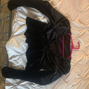 Black satin Blue Blush Top, Size S